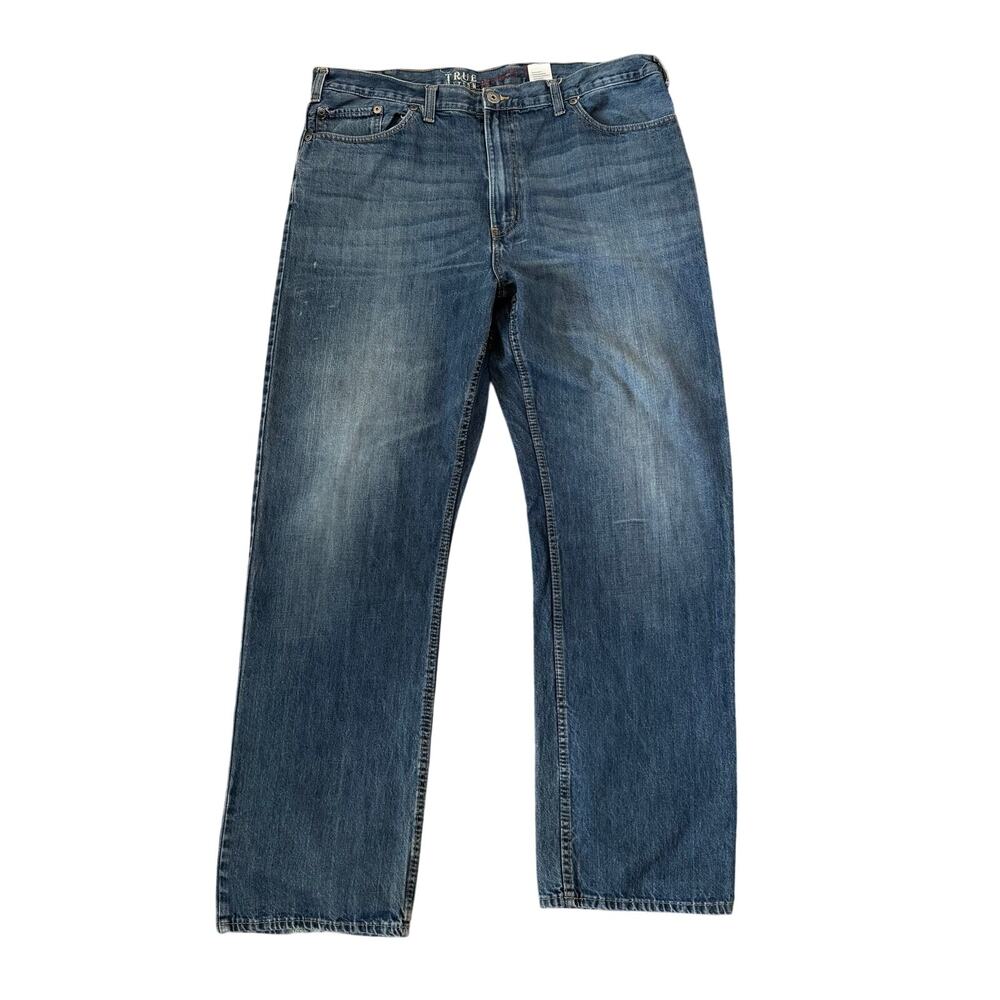 True Nation Jeans Relaxed Fit 5 Pocket Blue Denim Mens Size 42x34 (Act 41x33) A